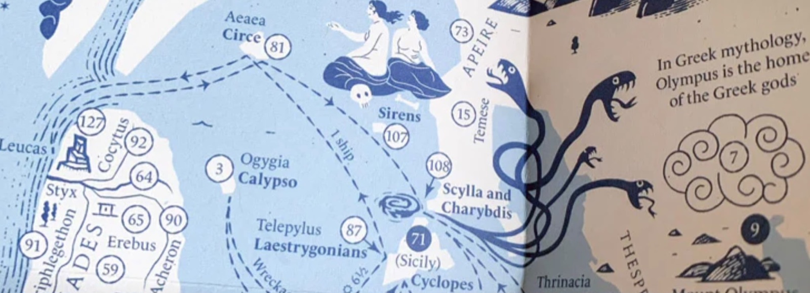 The Odyssey Map — detail of the illustrated map